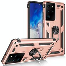Per Samsung Galaxy S21 Ultra 5G Custodia protettiva antiurto in TPU + PC con supporto girevole a 360 gradi (oro rosa)