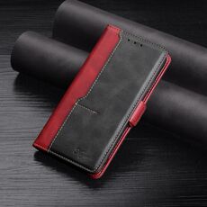 Per Samsung Galaxy S21 Ultra 5G Retro Texture Contrasto Colore Fibbia laterale Custodia in pelle a ribaltamento orizzontale con supporto, slot per schede e portafoglio (rosso)