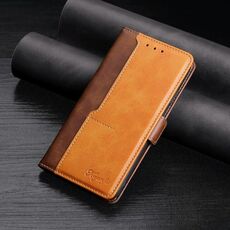 Per Samsung Galaxy S21 Ultra 5G Retro Texture Contrasto Colore Fibbia laterale Custodia in pelle a ribaltamento orizzontale con supporto, slot per schede e portafoglio (marrone)