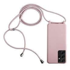 Per Samsung Galaxy S21 Ultra 5G Candy Colors Custodia protettiva TPU con cordino (oro rosa)