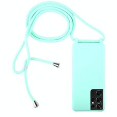 Per Samsung Galaxy S21 Ultra 5G Candy Colors Custodia protettiva TPU con cordino (verde menta)
