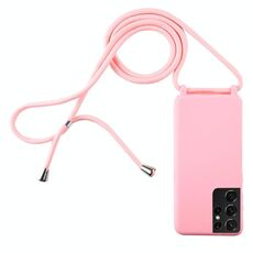 Per Samsung Galaxy S21 Ultra 5G Candy Colors Custodia protettiva in TPU con cordino (rosa)