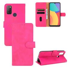Per Alcatel 1s (2021) Pelle di colore solido Feel Feel Birghetto Magnetico Flip Horizontal Flip Flip Texture in pelle PU con supporto e carta Slot & Portafoglio (Rose Red)
