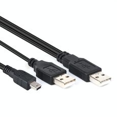 Cavo 2 in 1 da USB 2.0 maschio a mini 5 pin maschio + USB maschio, lunghezza: 80 cm (nero)