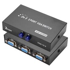 Switch box VGA a 2 porte, uscita 2 in 1 per monitor TV LCD per PC - HD15 (FJ-15-2C) (nero)