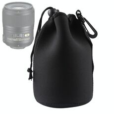 Borsa per il trasporto dell'obiettivo della fotocamera SLR in neoprene Borsa con moschettone, dimensioni: 10x18cm (nero)