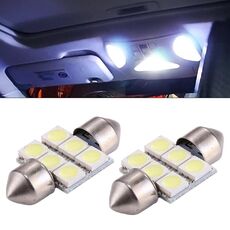 Lampada da lettura con lampadina per auto a 6 LED super bianchi da 2 pezzi da 31 mm