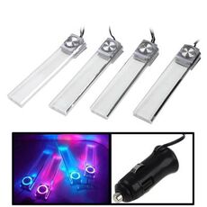 4X Illuminazione per auto Lampada da decorazione a LED con luce blu