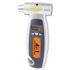 4 in 1 (indicatore digitale per pneumatici + torcia elettrica + martello di emergenza + taglierina per cintura di sicurezza di emergenza) Strumento di utilità di emergenza (argento)