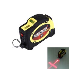 Livello laser con metro a nastro Pro (25 piedi) e clip da cintura / Può essere fissato al treppiede (giallo)