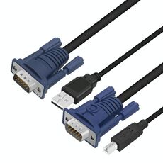 USB VGA SVGA (HDB) KVM Maschio Tastiera Cavo monitor per PC portatile per switch KVM USB (per S-KVM-0104USB), Lunghezza: 1,5 m