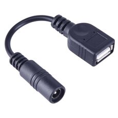 5,5 x 2,1 mm DC femmina a USB AF DC cavo connettore di alimentazione per adattatore per laptop, lunghezza: 15 cm (nero)