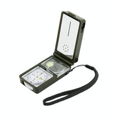 10 in 1 (termometro, igrometro, luce LED, riflettore, livella a bolla d'aria, bussola, fischietto, pietra focaia, lente d'ingrandimento, righello) Bussola portatile multifunzione