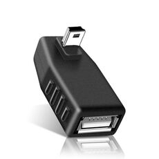 Adattatore da mini USB maschio a USB 2.0 angolato a 90 gradi (nero)