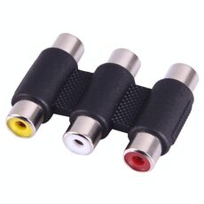 Adattatore accoppiatore audio video AV 3 RCA femmina a femmina (nero)