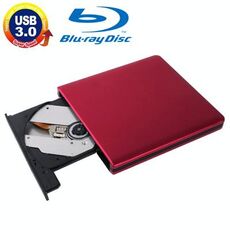 Unità Blu-ray riscrivibile DVD / CD portatile in lega di alluminio USB 3.0 per unità disco rigido / unità disco rigido SATA da 12,7 mm, plug and play (rosso)