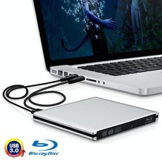 Unità Blu-ray Riscrivibile DVD / CD portatile in lega di alluminio USB 3.0 per unità disco fisso / disco rigido SATA da 12,7 mm, Plug and Play (argento)