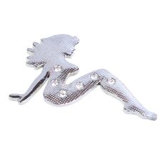 Beautiful Girl Diamond Metal Chrome Badges (Silver)
