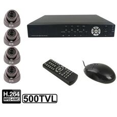 Kit videoregistratore digitale integrato a 4 canali (1/3 Sony CCD, 500TVL, 24 x LED IR, obiettivo 6mm, distanza IR: 25m, H.264 (8204EV + 622A)