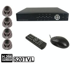 Kit videoregistratore digitale integrato a 4 canali (1/3 Sony CCD, 520TVL, 24 x LED IR, obiettivo 6 mm, distanza IR: 25 m, H.264 (8204EV + 622A)