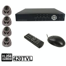 Kit videoregistratore digitale integrato a 4 canali (1/3 Sharp CCD, 420TVL, 24 x LED IR, obiettivo 6mm, distanza IR: 25m, H.264 (8204EV + 622A)