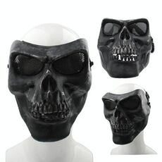 Maschera viso scheletro anti bomba BB terrificante ad alta intensità con bande elastiche (nero)