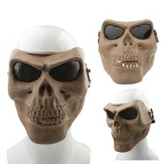 Maschera viso scheletro anti bomba BB terrificante ad alta intensità con elastici (marrone)