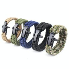 Braccialetti di sopravvivenza in nylon stile tessuto fai-da-te con grillo regolabile in acciaio inossidabile, consegna a colori casuali