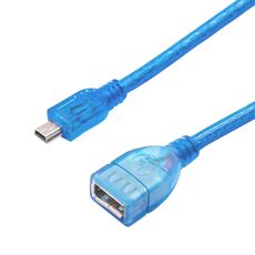 Mini cavo adattatore da USB a USB 2.0 AF OTG a 5 pin, lunghezza: 22 cm (blu)