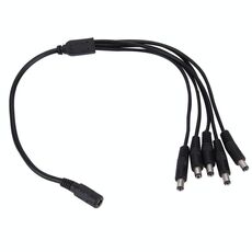 Cavo di alimentazione CC da 1 femmina a 5 maschio 5,5 x 2,1 mm (nero)