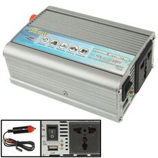 Inverter di alimentazione per auto da 300 W DC 12V a AC 220V con porta USB e caricabatteria per auto (argento)