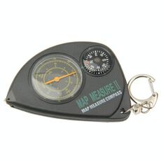 Misuratore di distanza con mappa portatile 2-in-1 + bussola con portachiavi per escursionismo in campeggio all'aperto (nero)