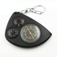 Misuratore di distanza con mappa portatile 3-in-1 + bussola + termometro con portachiavi per escursionismo in campeggio all'aperto (nero)
