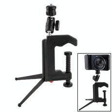 Treppiede pieghevole multifunzione portatile con morsetto per fotocamera digitale mini card (nero)
