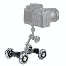 Tavolo da pavimento Video Slider Track Dolly Car for DSLR Camera (Nero)