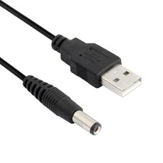 Cavo di alimentazione maschile USB a DC 5,5 x 2,1 mm, lunghezza: 1,2 m (nero)