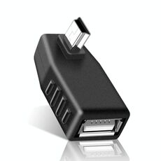 Adattatore da mini USB maschio a USB 2.0 AF con angolo di 90 gradi a sinistra, supporto funzione OTG (nero)