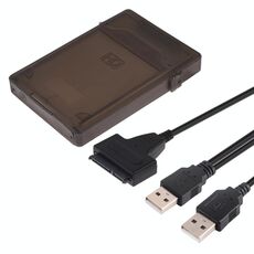 Adattatore convertitore cavo dati SATA da USB 2.0 a 7 + 15 pin 22 pin con custodia per unità disco rigido da 2,5 / 3,5 pollici HDD (nero)