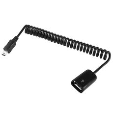 Mini cavo a spirale / cavo a molla AF da USB a USB 2.0 a 5 pin con funzione OTG, lunghezza: 22 cm (può essere esteso fino a 85 cm) (nero)
