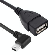 Cavo adattatore da 90 gradi Mini USB maschio a USB 2.0 AF con funzione OTG, lunghezza: 25 cm