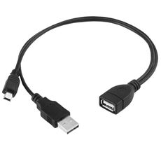 Mini USB maschio + cavo USB 2.0 da AM ad AF con funzione OTG, lunghezza: 30 cm / 35 cm