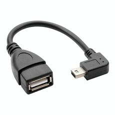 Cavo adattatore da 90 gradi Mini USB maschio a USB 2.0 AF con funzione OTG, lunghezza: 13 cm (nero)