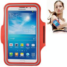 Custodia da braccio sportiva in PU con foro per auricolari per Galaxy Mega 6.3 / i9200, telefoni inferiori a 6,3 pollici (rosso)