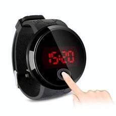 Touch screen Orologio digitale LED unisex Orologio da polso Orologio Cinturino in silicone (nero) (nero)