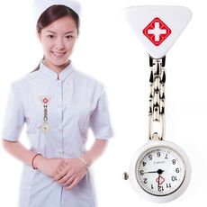 Orologio da polso al quarzo rotondo da infermiera portatile in lega con perno (argento)