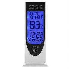 HTC-8 Luminoso LCD Digitale LED Luce notturna Termometro Retroilluminazione Igrometro Misuratore di umidità, con allarme / data / orologio / calendario