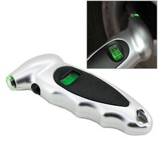 Manometro digitale per pneumatici con display LCD da 1/4 di pollice con luce a LED, intervallo di pressione: 0-100PSI (argento)