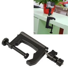 Supporto da tavolo con morsetto fisso con adattatore per treppiede per GoPro Hero12 Black / Hero11 /10 /9 /8 /7 /6 /5, Insta360 Ace / Ace Pro, DJI Osmo Action 4 e altre action cam, dimensioni del morsetto: 1 - 6 cm