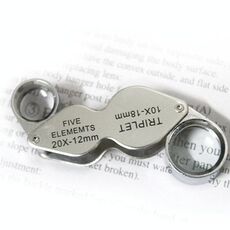 10X - Lente d'ingrandimento per lettura con lente d'ingrandimento per gioielli portatile e girevole 20X (MG22181) (Argento)