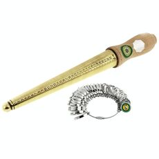 Manico in legno Metallo Rame Anello Sizer Mandrino Dimensionamento Bastone, formato HK: 1-33